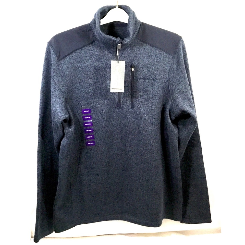 Eddie Bauer 1/3 Zip Blue LS Knit Sweater MED
